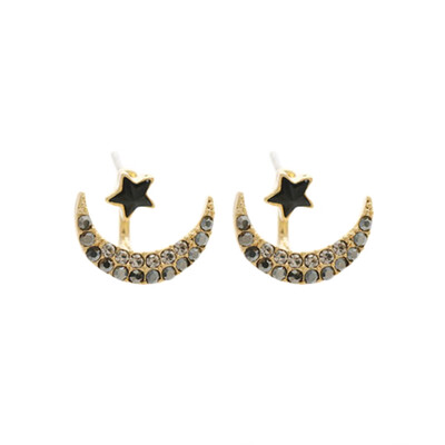 

Charm Chic Women Fashion Blue Moon Stars Bright Rhinestone Crystal Earrings Accessories
