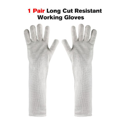 

1 Pair of Long Cut Resistant Working Gloves Hand Arm Protective Cut-resistant Anti Abrasion Stainless Steel Wire Tactical Butcher