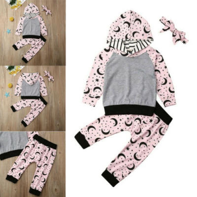 

Newborn Baby Girls Boy Hooded Tops Pants Tracksuit Trousers Outfits Clothes Sets