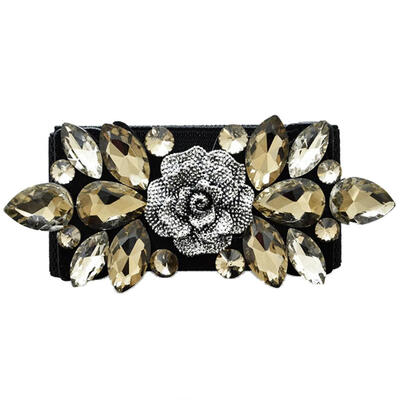 

Wedding Party Women Fashion Floral Buckle Rhinestone Elastic Wide Clinch Belt
