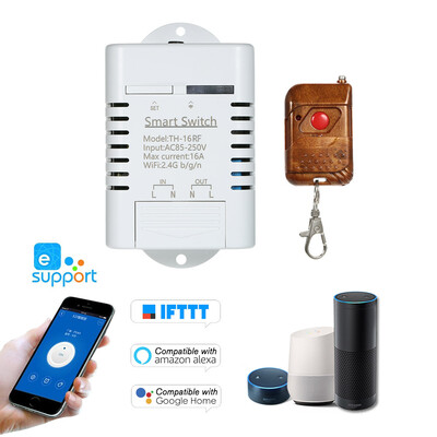 

eWeLink TH-16 RF 433MHz Wifi Switch 16A3500W Monitoring Temperature Smart Switch Home Automation Kit Compatible With Alexa Google