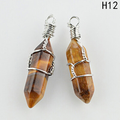 

Natural Quartz Stone Pendant Healing Crystal Full Wire Wrap Gemstone Necklace for Women