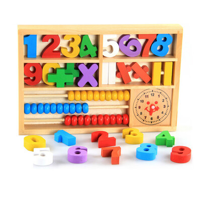 

Siaonvr Education Toys of Wooden Math Box 4-in-1 Abacus Colorful Learning Gift