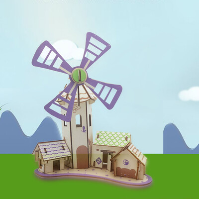 

Gotoamei Kids 3D wooden DIY Houses Jigsaw Children Castle Construction Pattern Puzzle Toy