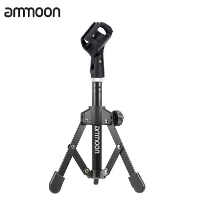 

ammoon MS-12 Mini Foldable Adjustable Desktop Tripod Microphone Stand with MC3 Mic Clip Holder Bracket for Meeting Lectures Podcas
