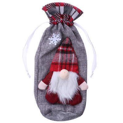 

Linen Felt Christmas Red Wine Bottle Cover Bag New Year Party Dinner Decor
