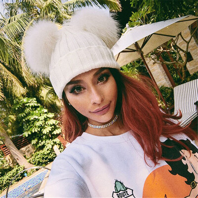 

Tailored Women Winter Warm Hats Crochet Knit Hairball Beanie Cap
