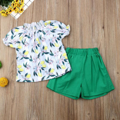 

Summer Kids Baby Girl Floral Lemon Vest Tops Casual Shorts Pants Outfits Sunsuit