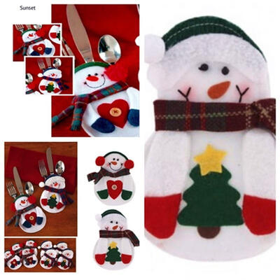 

Snowman Christmas Xmas Silverware Tableware Dinner Party Decor Cutlery Holder
