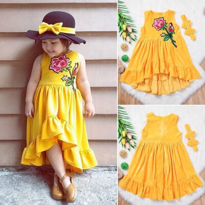 

Toddler Baby Girl Kids Floral Tutu Dress Velvet Ruffle Dresses Outfits Clothes Set