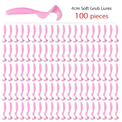 

100pcs 4cm Soft Artificial Fishing Lures Swimbait Tail Grub Lures Worm Moggot Grub Lures Baits