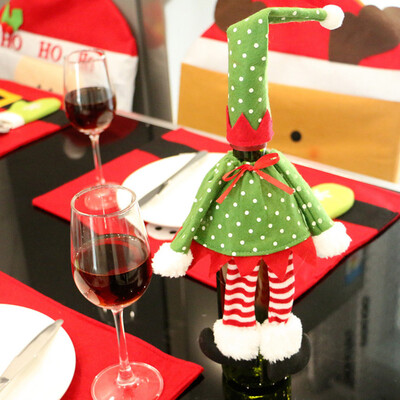 

Tailored Christmas Accessories Set Wine Bottle Cover Santa Doll Family Dinner Decor