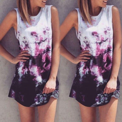 

Women Summer Sleeveless Floral Party Evening Cocktail Beach Short Mini Dress