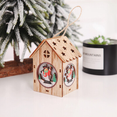 

〖Follure〗Christmas Decoration Luminous Wooden House Christmas Tree Ornaments DIY Gift