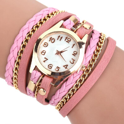 

Luxury Vintage Leather Mujer Bracelet Watch Men Women Wristwatch Fashion Casual Analog Ladies Watches Relogio Weave Wrap Quartz Cl