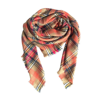 

New Sweet Girls Children Scarf Plaid Checked Shawl Faux Cashmere Warm Scarves Pashmina