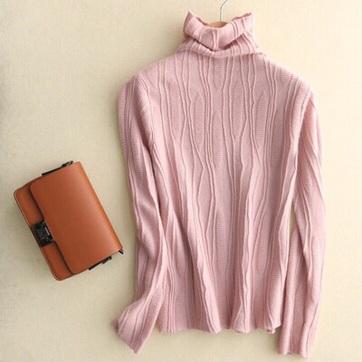 

QIANMUCHUN womens pile collar cashmere woolen sweater comfortable soft 5781