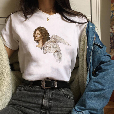 

Starmoon Women Plus Size Angel Print Short Sleeve Loose T Shirt Blouse