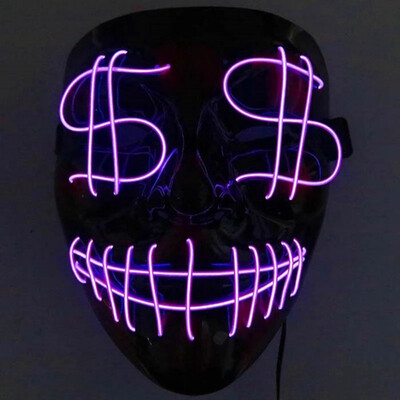 

Halloween Scary Mask Cosplay LED Costume Frightening Glowing EL Wire Light Up Mask For Festival Party Drop ship