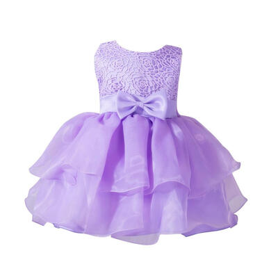 

1Year 2017 Kids Summer Infant Girl Bow Evening Dress Princess Birthday Party Short Mesh Dress Kids Baby Clothing
