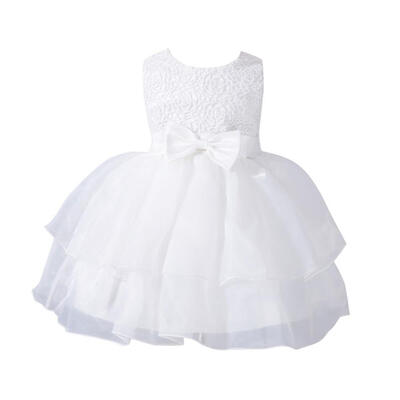 

1Year Kids Summer Infant Girl Bow Evening Dress Princess Birthday Party Short Mesh Dress Kids Baby Clothing