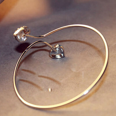 

heart crystal love opening gold Siliver plated bracelet crystal bracelets bangles for women