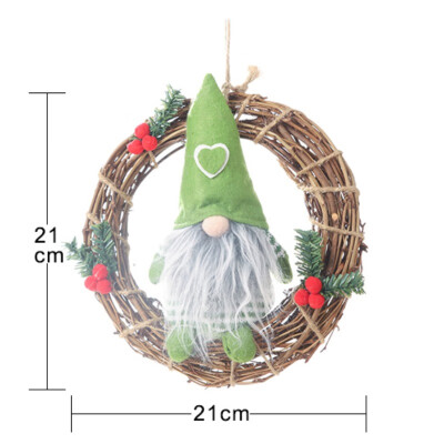 

Plush Gnome Rattan Wreath Christmas Garlands With Swedish Santa Tomte Front Door Wreaths For Home Kitchen Wall Window Hall Decor