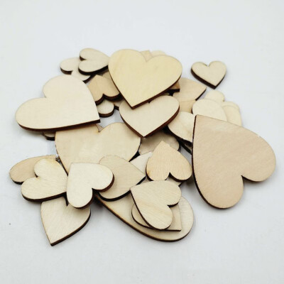 

50pcs 2cm Wooden Heart Shaped Ornaments Wood Chips Wedding Party Supplies Decorations