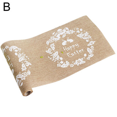 

Nordic Easter Rabbit Eggs Printed Linen Cloth Table Runner Tablecloth Decoration