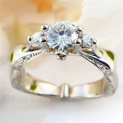 

Fashion Jewelry Female Engagement Ring Wedding Ring Round White Bright Girl