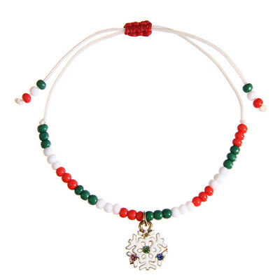 

Christmas Elk Santa Claus Snowflakes Pendant Adjustable Beads Bracelets Bangles For Women Girls Xmas Party Gifts