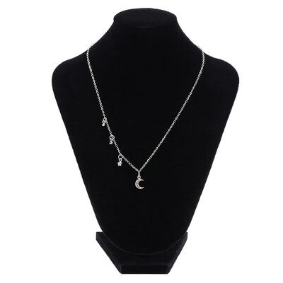 

Gold Silver Plated Moon Star Heart Necklace Pendant Chain Sweet Elegant Women Party Wedding Jewelry