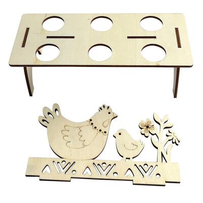 

Gobestart Wooden Creative Easter Egg Shelves for Kids Bunny Hen Pattern Carry Hold Eggs