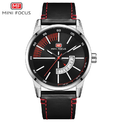 

MINI FOCUS MF0132G Man Quartz Watch Calendar Noctilucent Waterproof Leather Band Male Wristwatch