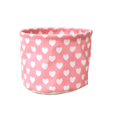 

Heart Space-Saving Storage Bags Cotton Linen Desktop Small Cute Table Sundries Basket Waterproof Jewelry Cosmetic Organizer