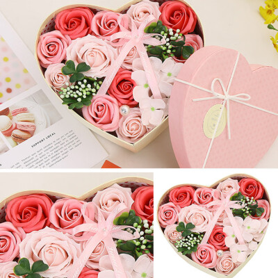 

Gobestart Mothers Day DIY Soap Flower Gift Rose Box Bouquet Wedding Home Festival Gift