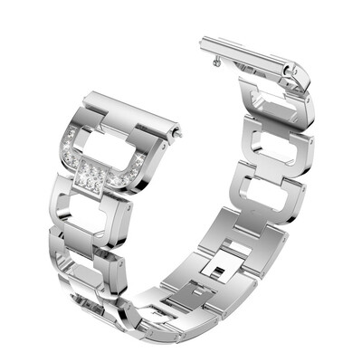 

〖Follure〗Fashion D Word Crystal Metal Watch Band Wrist Strap For Fitbit Versa BK
