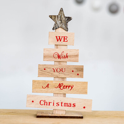 

JPGIF Wooden Mini Christmas Tree Desktop Ornaments Merry Christmas Party Decor