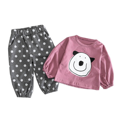 

Kids Clothes Autumn Baby Girl Clothes Set Long Sleeve Toddler Girl Clothes Cartoon T-ShirtDot Pants Girls Clothing Fashion