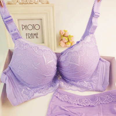 

Women Bra Set Lace Sexy Thin Deep V-neck Push Up Underwear Cotton Breathable Underwear Solid Color Underwire Lingerie Set