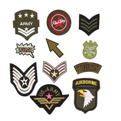 

11pcs Cool Army green badge embroidery stickers Fashion cloth embroidery embroidery clothing bags shoes&hats handicrafts acc