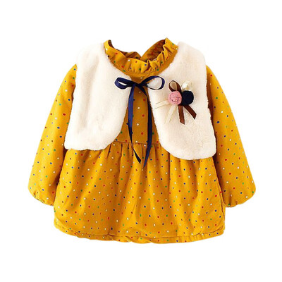 

New Autumn Winter Baby Girls Dress Long-Sleeve Princess Dress Kids Clothes Children Bow Dresses Set
