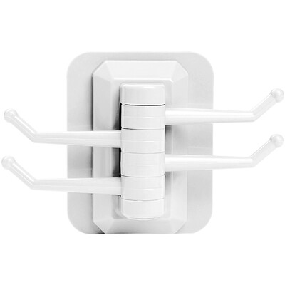 

Gobestart Rotary 4-Hook kitchen bathroom wall rack towel rack without screw&trackless