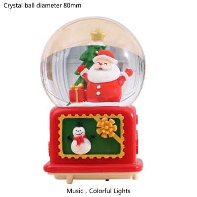 

New Music Box Square Base Christmas Tree Santa Deer Snow Lighting Crystal Ball Music Box Floating Snow Home Decor Gift For Kids
