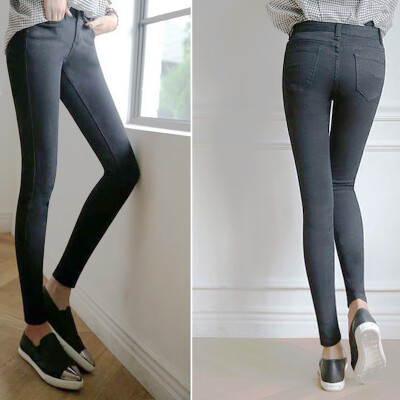 

Spring Women Blue High Waist Denim Jeans Kroean Style Vintage Slim Stretch Pencil Jeans High Quality Denim Pants For 4 Season