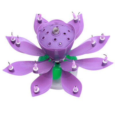 

DTY Party Decorations Art Musical Candle Lotus Flower Happy Birthday Party Gift Rotating Lights Decoration 14 Candles Lamp