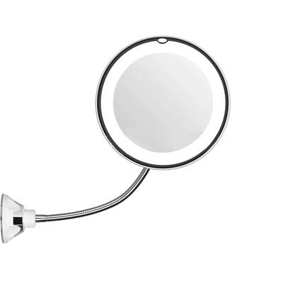 

10X Magnifying Flexible Makeup Mirror LED Lighted Gooseneck Suction Cup 360 Degree Rotation Mirror