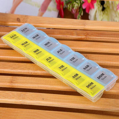

2 Colors Weekly 7 Days Tablet Drugs Storage Box Container Medicine Holder Organizer Pillbox Sorter 14 Slots