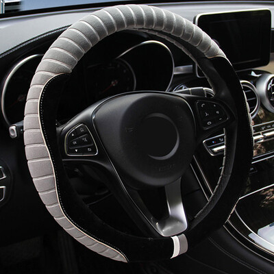 

Super Soft Warm Black Plush Steering Wheel Cover Anti-skid 37cm-38cm For Winter