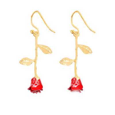 

Pretty 1Pair Charm Red Rose Pendant Earrings Women Jewelry Gift Trendy Item